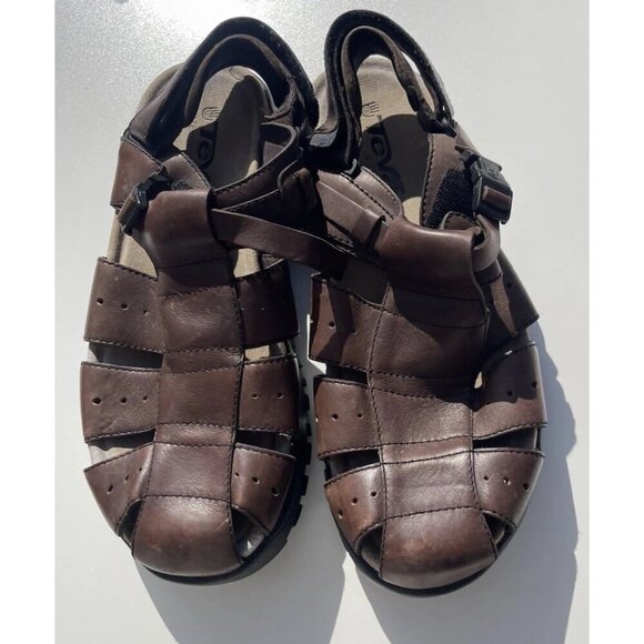 Teva Brown leather Sandals Gaine Men’s sz 12 style 6556 Sport Sandals - Picture 2 of 15